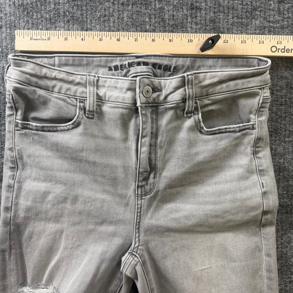 American Eagle Next Level Stretch Distressed Skinny Jeans Grey Size 8 Short - Picture 3 of 5